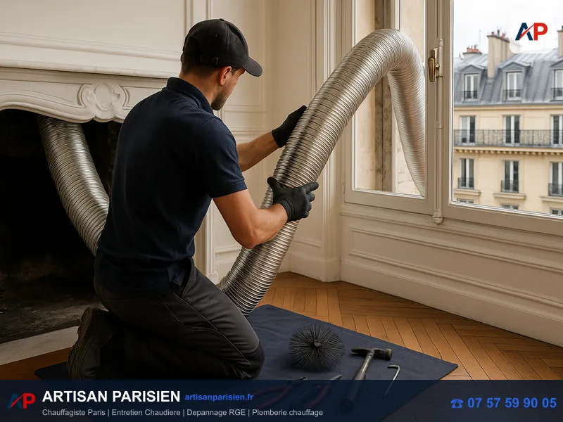 Fumisterie tubage cheminée conduit inox ramonage Paris