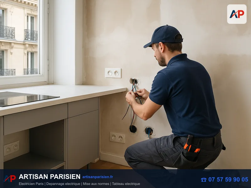 Création cuisine électrique four plaque induction Paris