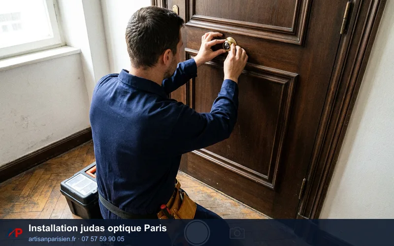 Installation judas optique (œil de bœuf) Paris 9 - Serrurier