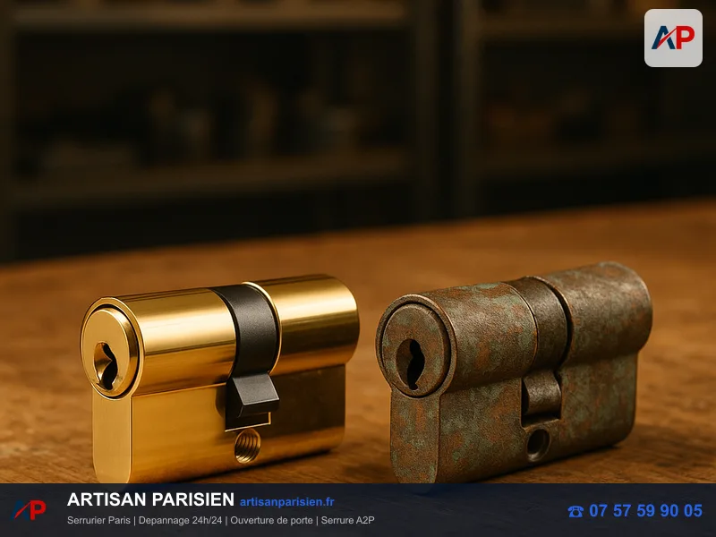Installation de cylindre européen haute sécurité par serrurier Paris