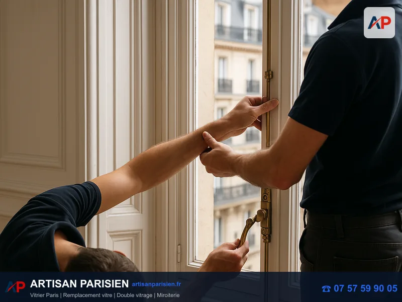Réparation crémone ferrures fenêtre PVC bois alu Paris