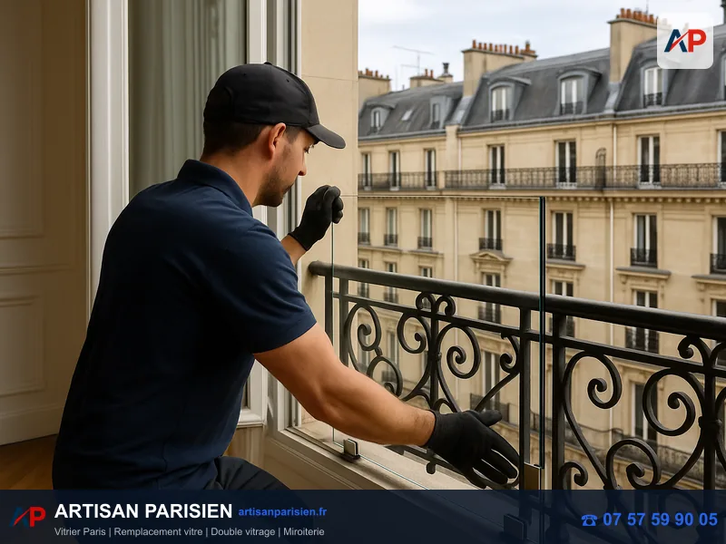 Garde-corps verre feuilleté sécurité balcon terrasse Paris