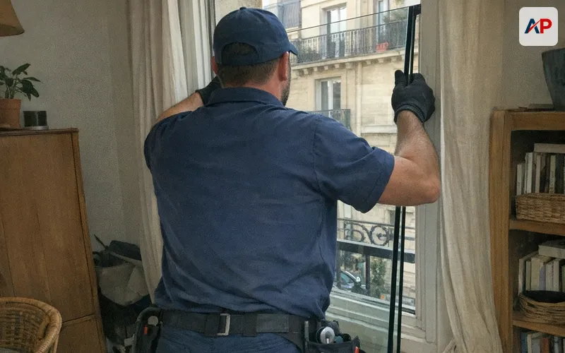 Installation porte vitrée trempée pour boutique Paris 9 - Vitrier